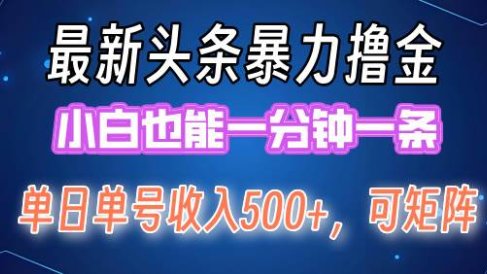 最新暴力头条掘金日入500+,矩阵操作日入2000+ ,小白也能轻松上手!