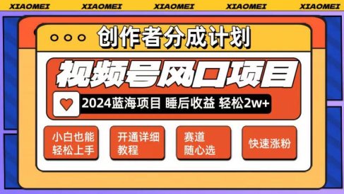 微信视频号大风口项目 轻松月入2w+ 多赛道选择,可矩阵,玩法简单轻松上手