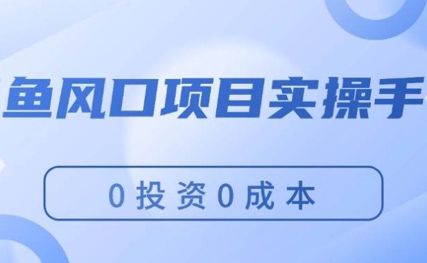 闲鱼风口项目实操手册,0投资0成本,让你做到,月入过万,新手可做