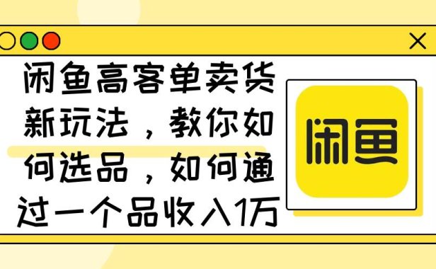 闲鱼高客单卖货新玩法,教你如何选品,如何通过一个品收入1万+