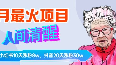 9月最火项目,人间清醒柒奶奶,10天小红薯涨粉8w+,单篇笔记报价1400.