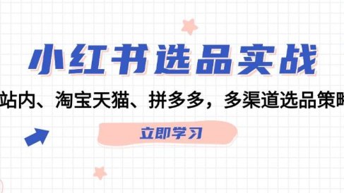 小红书选品实战:站内、淘宝天猫、拼多多,多渠道选品策略