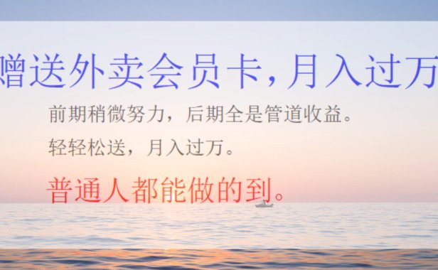 外卖会员卡项目,月入2万
