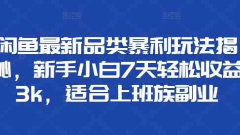 闲鱼最新品类暴利玩法揭秘,新手小白7天轻松赚3000+,适合上班族副业