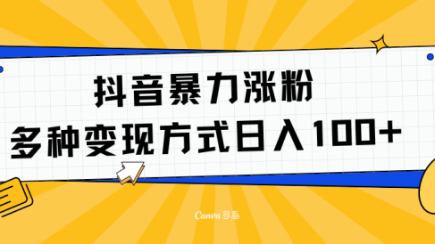 抖音暴力涨粉:多方式变现 日入100+