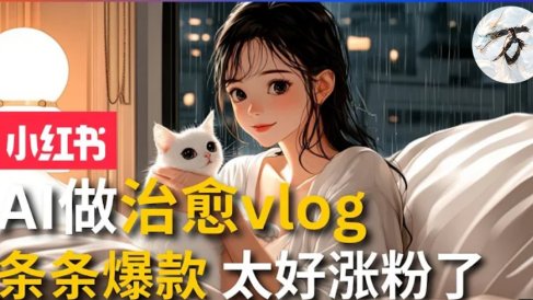 AI治愈系vlog动画视频，小红书7天 涨粉破千，商单报价1500+，0成本制作，日入2000+，有手就会 
