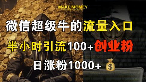 微信超级牛的流量入口,半小时引流100+创业粉,日涨粉1000+