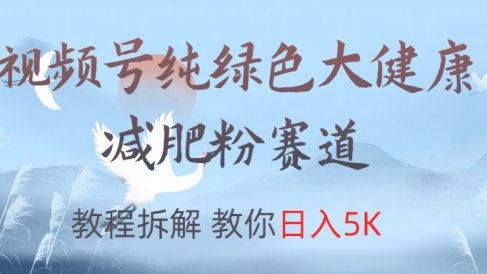 视频号纯绿色大健康粉赛道,教程拆解,教你日入5K