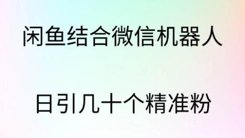 闲鱼结合微信机器人,日引几十个精准粉
