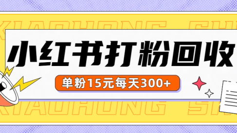 小红书打粉，单粉15元回收每天300+