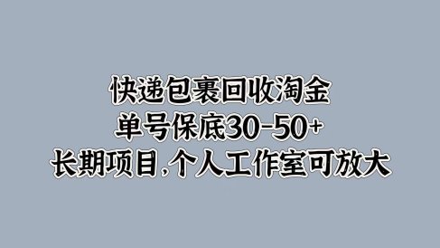 快递包裹回收淘金,单号保底30-50+,长期项目!个人工作室可放大