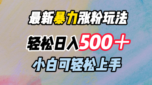 最新暴力涨粉玩法,轻松日入500+,小白可轻松上手
