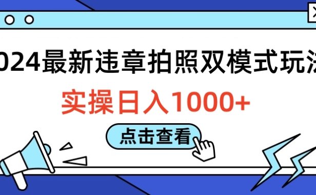 2024最新违章拍照双模式玩法,实操日入1000+