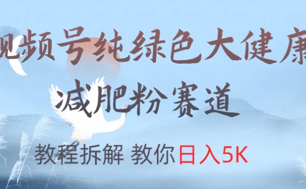视频号纯绿色大健康粉赛道,教程拆解,教你日入5K