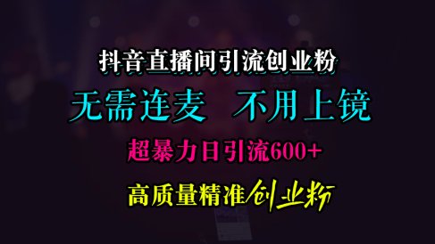 抖音直播间引流创业粉，无需连麦、无需上镜，超暴力日引流600+高质量精准创业粉
