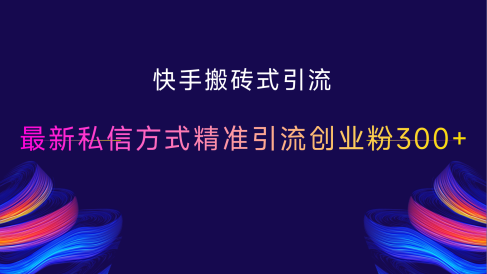 快手搬砖式引流,最新私信方式,精准引流创业粉300+
