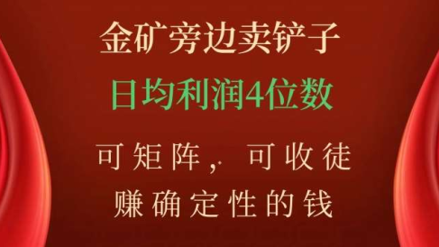 金矿旁边卖铲子,赚确定性的钱,可矩阵,可收徒,日均利润4位数不是梦