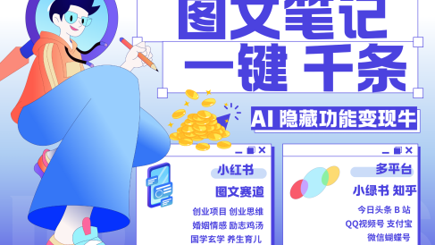 小红书小绿书 秒生图文一键千条 轻松变现3W+