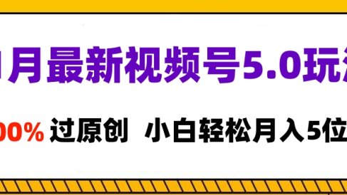 11月最新视频号5.0玩法,100%过原创,小白轻松月入5位数