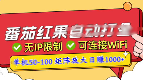 番茄红果广告自动打金暴力玩法,单机50-100,可矩阵放大操作日赚1000+,小白轻松上手!