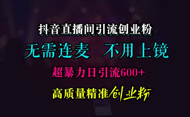 抖音直播间引流创业粉，无需连麦、无需上镜，超暴力日引流600+高质量精准创业粉