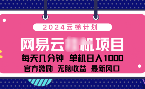 2024 11月份网易云云挂机项目!日入1000无脑收益!