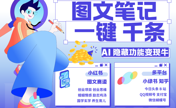 小红书小绿书 秒生图文一键千条 轻松变现3W+