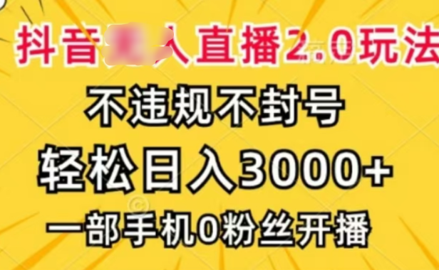 抖音小程序无人直播2.0,日入3000,不违规不封号,操作轻松