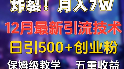 炸裂!月入7W+揭秘12月最新日引流500+精准创业粉,多重收益保姆级教学