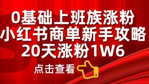 小红书商单新手攻略，20天涨粉1.6w，0基础上班族涨粉