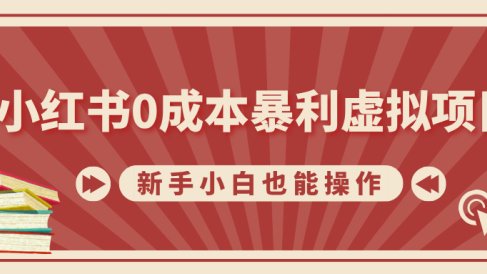 小红书0成本暴利虚拟项目,新手小白也能操作,轻松实现月入过万