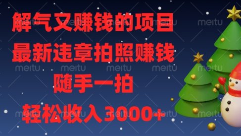 最新违章拍照赚钱,随手一拍,解气又赚钱的项目,轻松收入3000+
