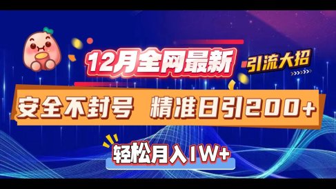 12月全网最新引流大招 安全不封号 日引精准粉200+