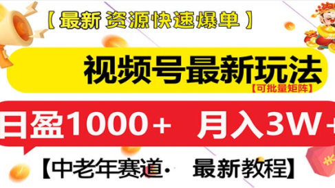 视频号独家玩法,老年养生赛道,无脑搬运爆款视频,日入1000+