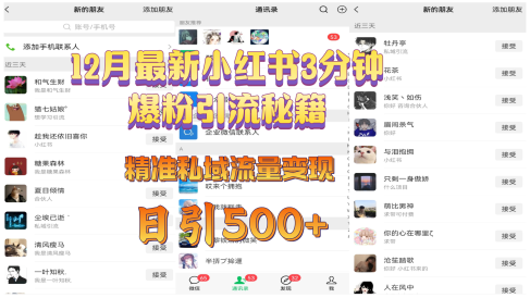 12月最新小红书3分钟爆粉引流秘籍,精准私域流量变现 日引500+