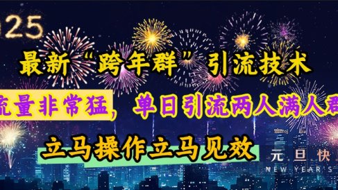 最新“跨年群”引流,流量非常猛,单日引流两人满人群,立马操作立马见效