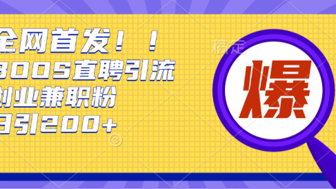 全网首发!BOOS直聘引流创业兼职粉,单号日引200+