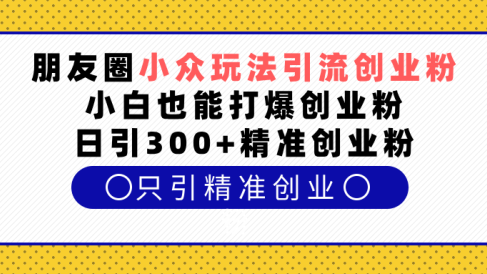 朋友圈小众玩法引流创业粉,小白也能打爆创业粉,日引300+精准创业粉