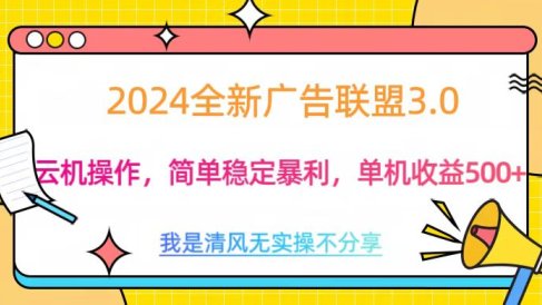 3.0最新广告联盟玩法,单机收益500+