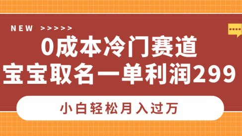 0成本冷门赛道,宝宝取名一单利润299,小白轻松月入过万