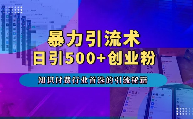 暴力引流术,专业知识付费行业首选的引流秘籍,一天暴流500+创业粉,五个手机流量接不完!