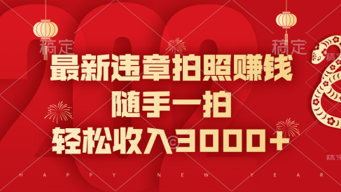 最新违章拍照赚钱,随手一拍,轻松收入3000+