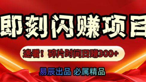 速看!零门槛即刻闪赚副业项目,轻松用碎片时间日赚300+!