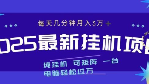 2025最新挂机项目 每天几分钟 一台电脑轻松上万