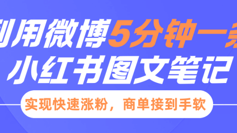 小红书利用微博5分钟一条图文笔记,实现快速涨粉,商单接到手软