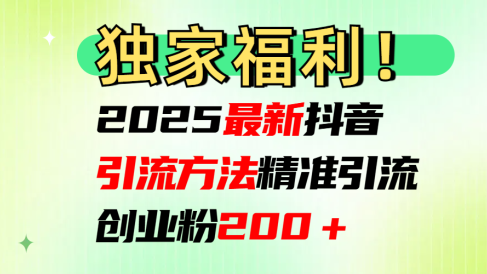 2025最新抖音引流方法每日精准引流创业粉200+