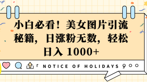 小白必看!美女图片引流秘籍,日涨粉无数,轻松日入 1000+