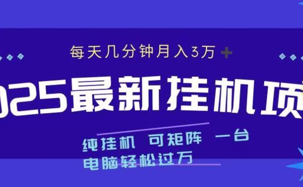 2025最新挂机项目 每天几分钟 一台电脑轻松上万