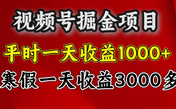 视频号掘金项目，寒假一天收益3000多