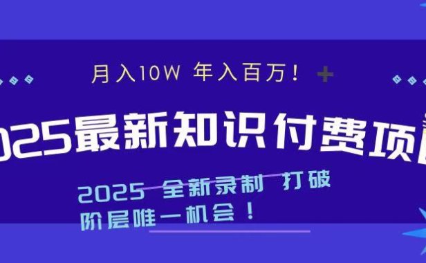2025最新知识付费项目 实现月入十万,年入百万!